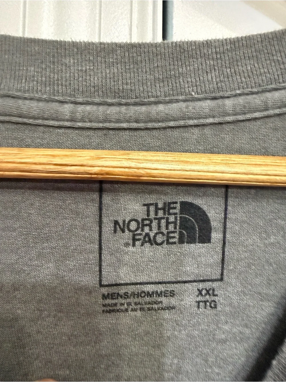 The North Face Men's Long Sleeve Tee - Gray with Light Blue Logo